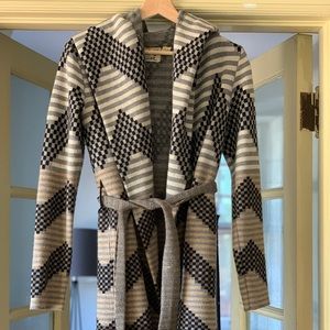 Anthropologie Heavy Wool Belted Sweater Coat XS
